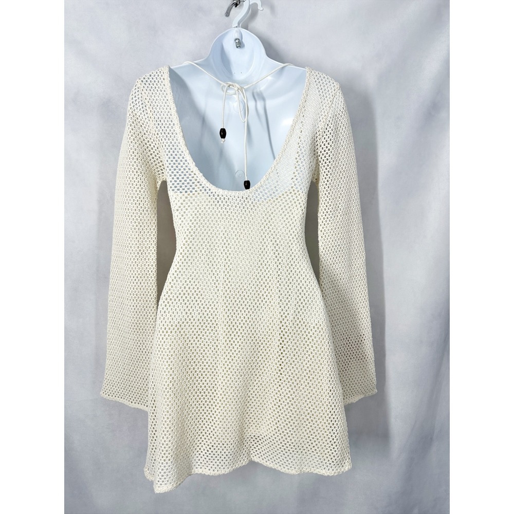 The Wolf Gang Enza Long Sleeve Seashell Crème Mini Dress Women's Size Small NEW - Picture 4 of 12